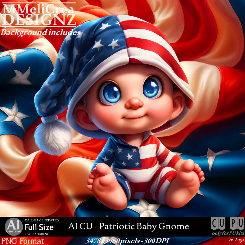 (image for) AI - CU Patriotic Baby Gnome (CU4PU/PNG)